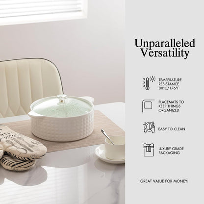 Placemats Set of 4 - Easy Clean Woven Vinyl Placemats for Dining Table, Indoor/Outdoor Place Mats