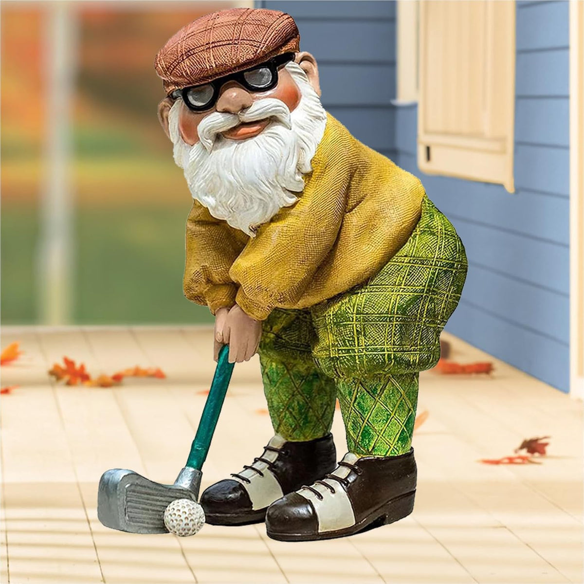 Elenon Golf Gnome Garden Statue Decorative, Adorable Flower Bed Decor Gnome Outdoor Decor, Funny