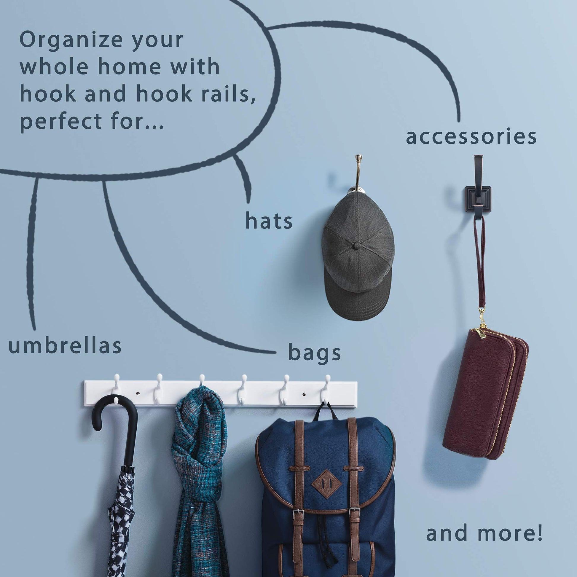 Franklin Brass Heavy Duty (1-Pack) 27" Coat Rack Wall Mount Pure White Hat Rack with 6 Hooks