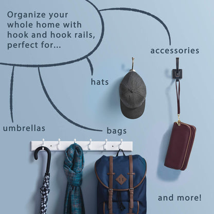 Franklin Brass Heavy Duty (1-Pack) 27" Coat Rack Wall Mount Pure White Hat Rack with 6 Hooks