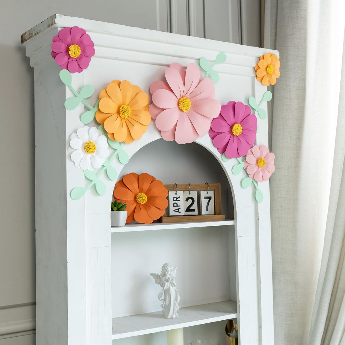 Paper Flowers Decorations for Wall, 3D Handmade Artificial Flowers for Wall Decorations, Pink