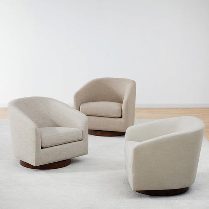 CHITA Swivel Accent Chair, FSC Certified Upholstered Fabric Barrel Chair for Living Room Set of 2