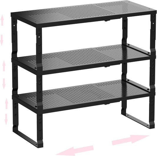 Metal Stackable Expandable Storage Shelf - Multi-Functional Home Storage Shelf, Suitable for