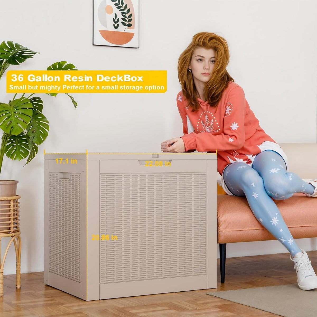 36 Gallon Outdoor Deck Box,Storage Lockable Waterproof Patio Furniture,Garden Tools,Cushions,Pool