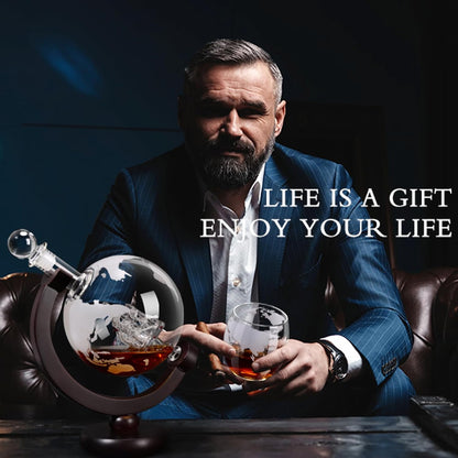 Whiskey Decanter for Men, Whiskey Globe Decanter for Liquor, Bourbon, Vodka, Cocktails, Scotch