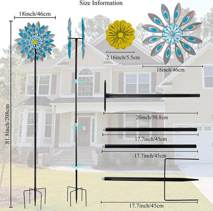 Viveta Wind Spinners,18 * 81" Large Outdoor Wind Spinner,Double-Side Wind Sculpture with 4 Sturdy