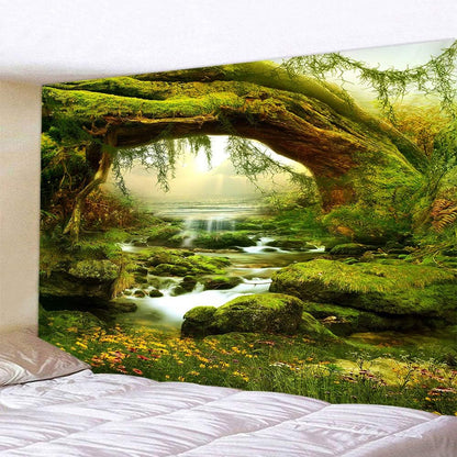 Llamazing Forest Landscape Home Decor - Living Room & Bedroom Magic Tapestry (Sunlight&Creek