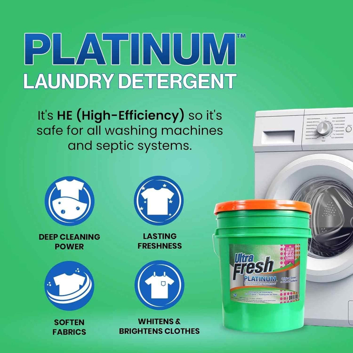 Ultra Fresh 3X Platinum Liquid Laundry Detergent with Fabric Softener, Green - Deep Cleaning Power