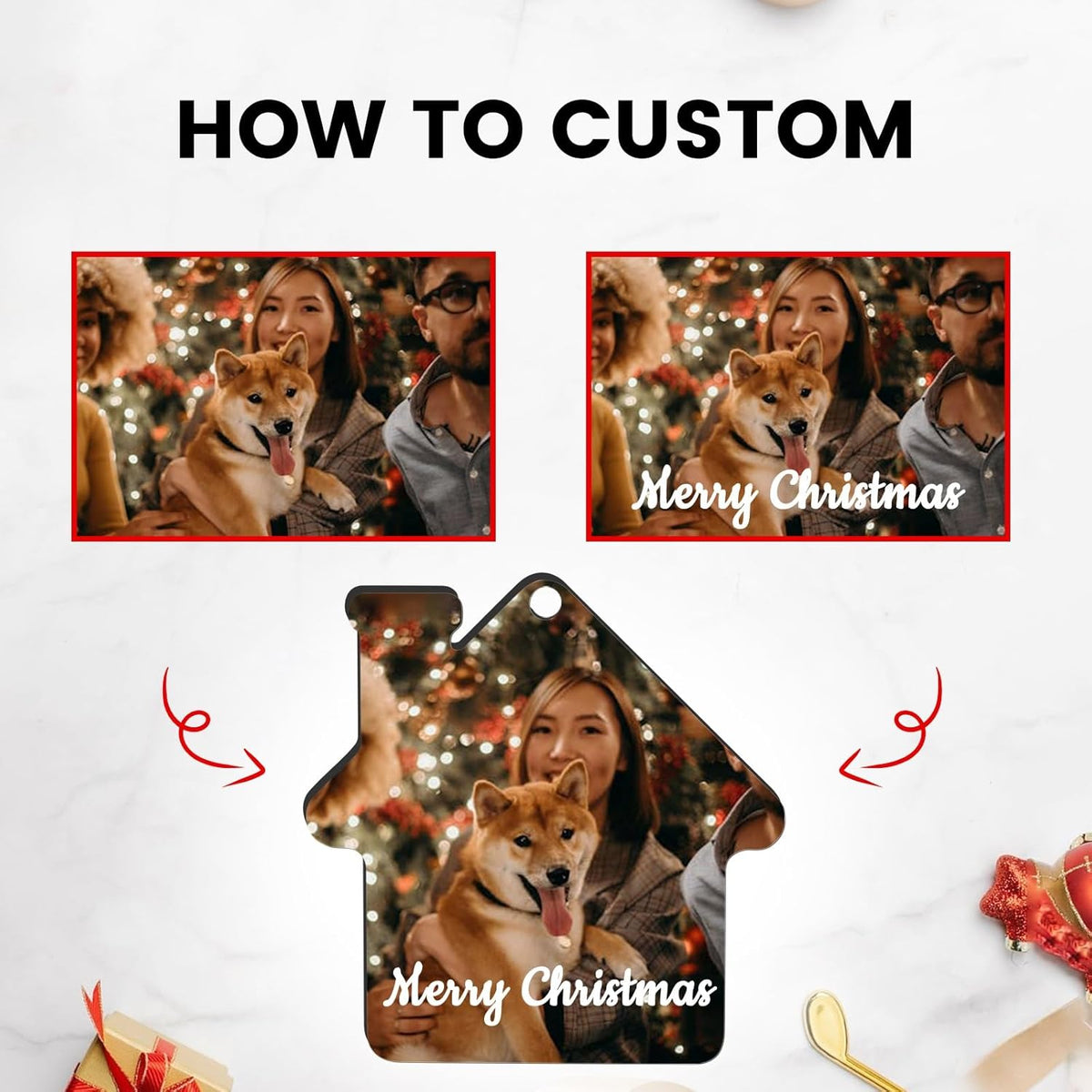 Personalized Christmas Ornaments 2024 Customized with Photo Text Ornament Keepsake Pet First