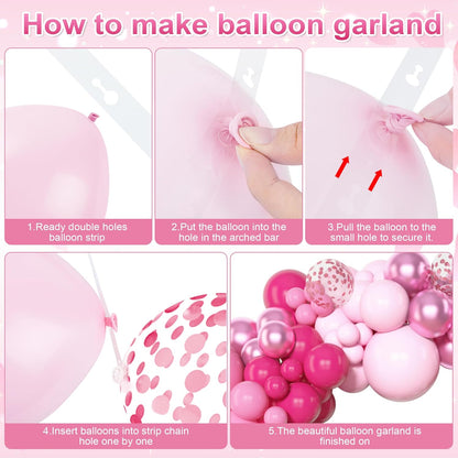 Amandir 153pcs Pink Balloon Garland Arch Kit, Different Sizes 18 12 10 5 inch Hot Pink Latex