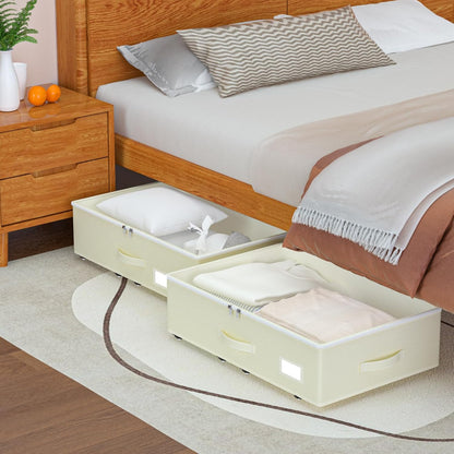 Under Bed Storage with Wheels, No Assemble Required 7.5 inches height Under Bed Storage bins,Large