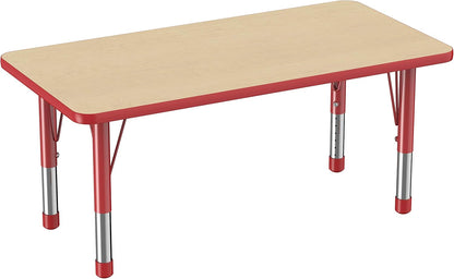 FDP Rectangle Activity School and Kids Classroom Table (24 x 48 inch), Toddler Legs, Adjustable