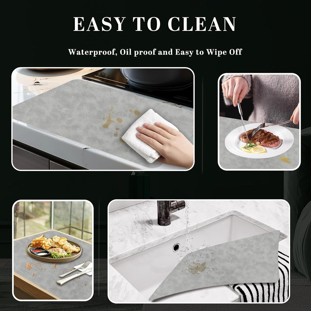 BLESWIN Faux Leather Placemats, PU Dining Table, Waterproof and Oil Resistant Easy to Clean, Heat