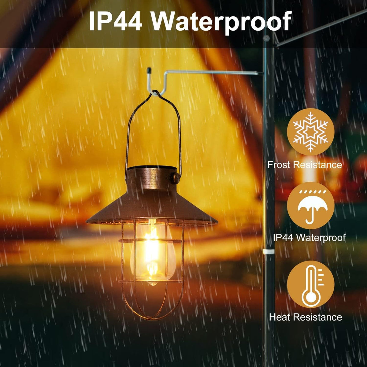 pearlstar Solar Lanterns Outdoor Metal Solar Powered Hanging Lights Waterproof for Barn Wall Yard
