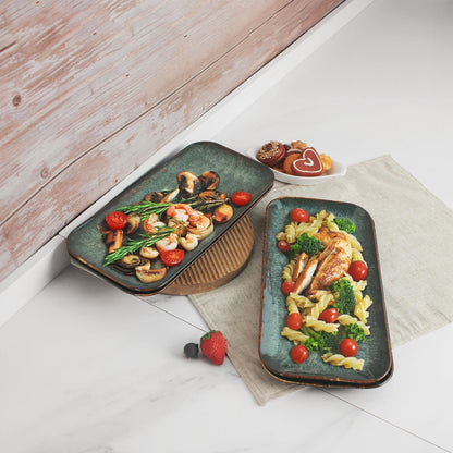 Ceramic Serving Dinner Plate Set, 4-Piece for Main Meals, Tacos, Lunches, Snack, Platters