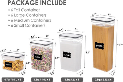 Airtight Food Storage Containers with Lids, Vtopmart 24 pcs Plastic Kitchen and Pantry Organization