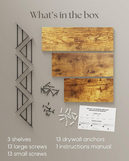 BAYKA Wall Shelves for Bedroom Decor, Floating Wall Shelves for Living Room Kitchen Storage, Wall