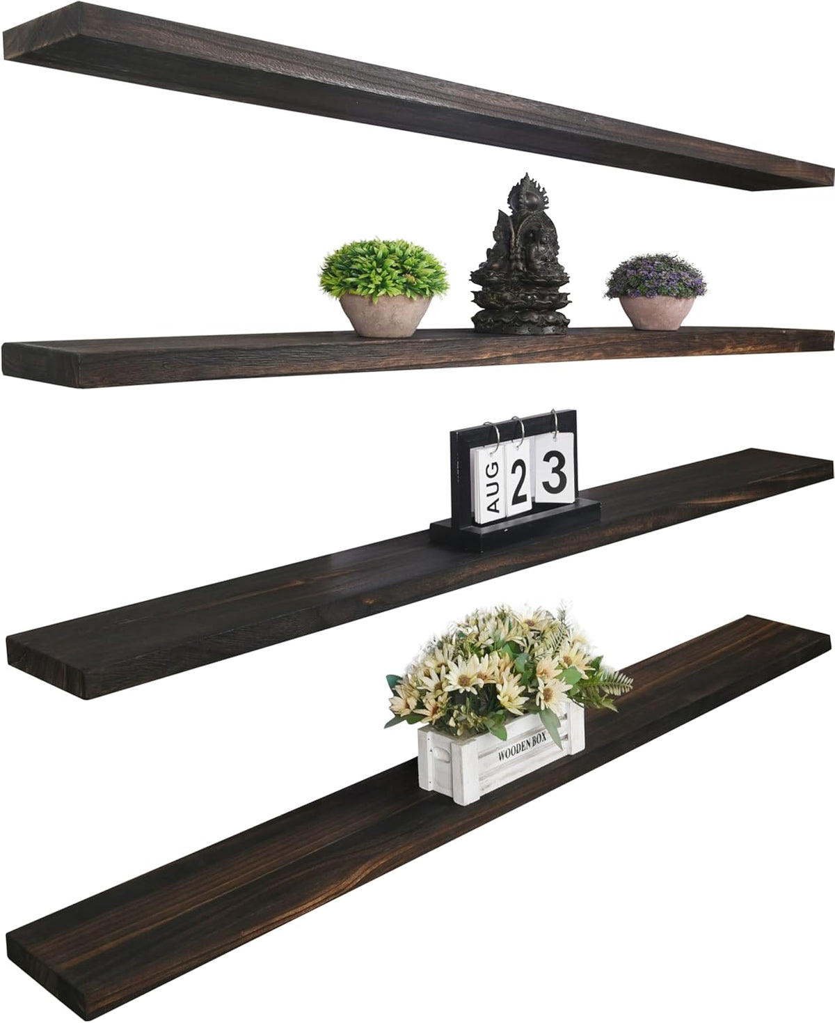 Wood Floating Shelves for Wall Decor, Rustic Wall Shelves for Bedroom Bathroom Kitchen Living Room