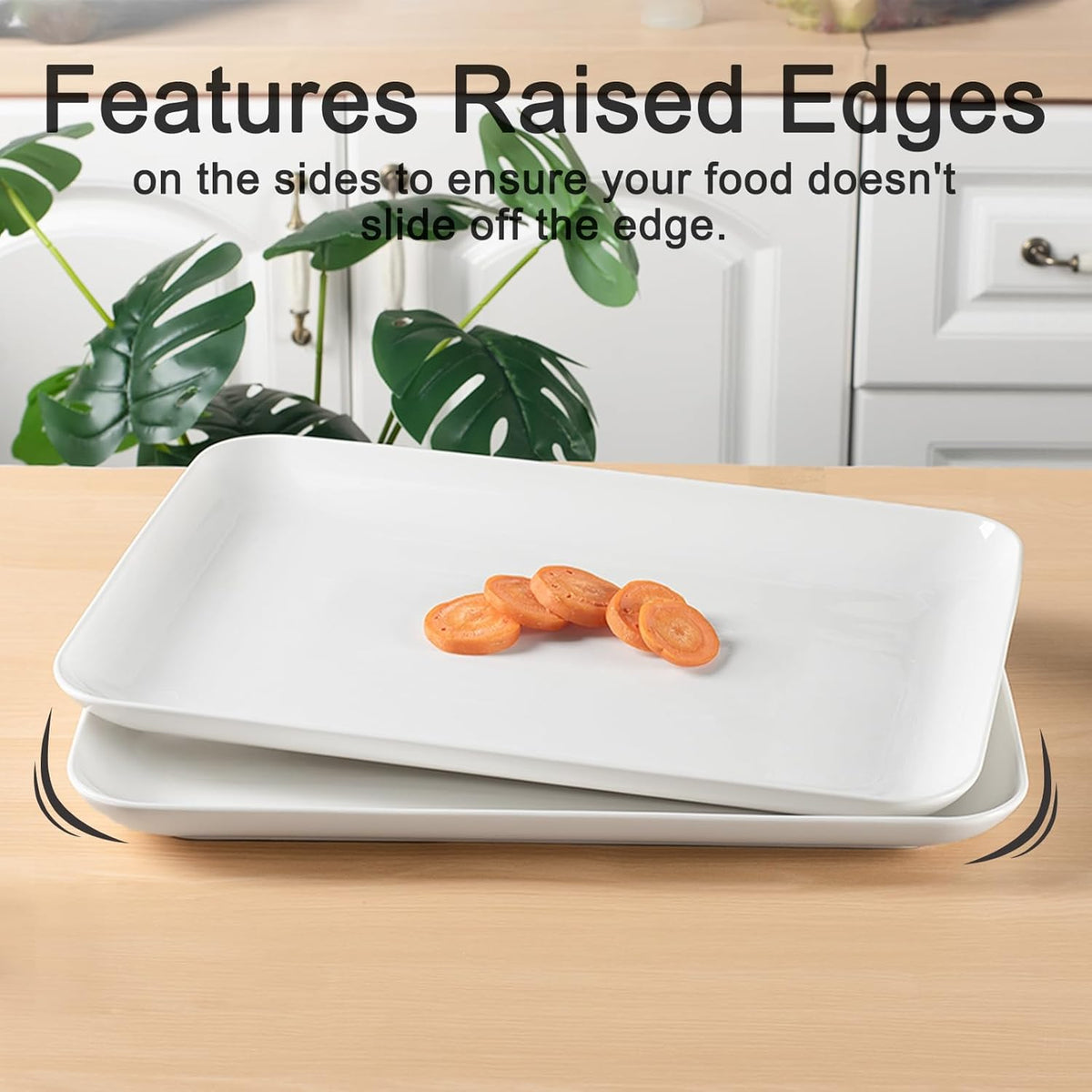DELLING Large Serving Platter, 18" x 12.3" Serving Tray-Set of 2, White Platters for Serving Food