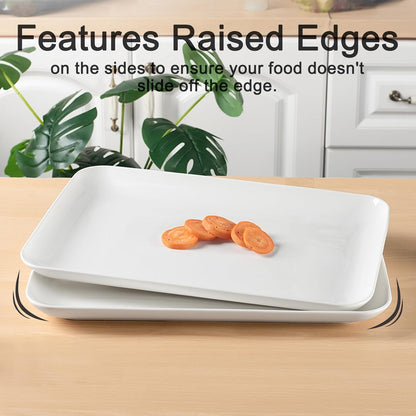 DELLING Large Serving Platter, 18" x 12.3" Serving Tray-Set of 2, White Platters for Serving Food