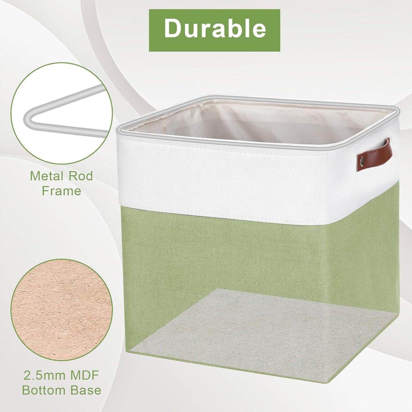 13x13 Cube Storage Bins, Collapsible Fabric Storage Box, 4 Pack Closet Baskets with Handles for