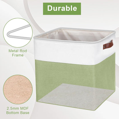 13x13 Cube Storage Bins, Collapsible Fabric Storage Box, 4 Pack Closet Baskets with Handles for