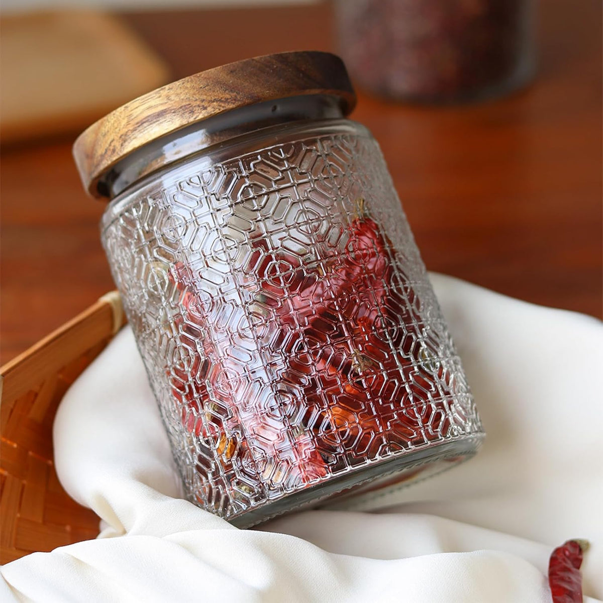 32oz Vintage Glass Jar With Lid, Glass Storage Containers, Airtight Kitchen Storage Containers For