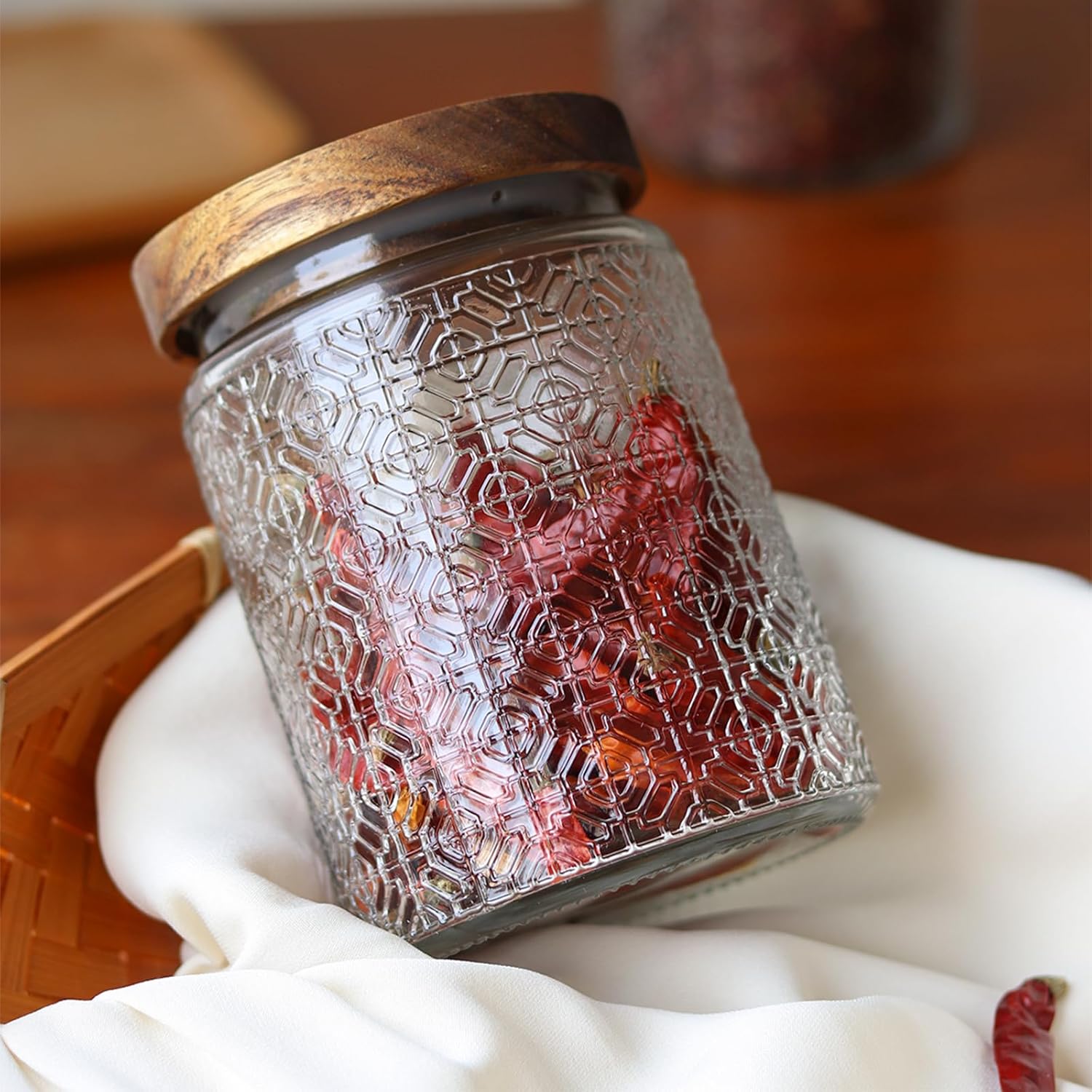32oz Vintage Glass Jar With Lid, Glass Storage Containers, Airtight Kitchen Storage Containers For