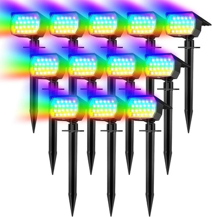 Solar Spot Lights Outdoor Color Changing, [7 Mode/12 Pack] Christmas Landscape Spotlights, Solar