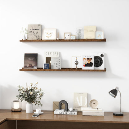 Picture Ledge Shelf, Wood Long Floating Shelves for Wall, Set of 2, 48 inch Picture Ledge Shelves