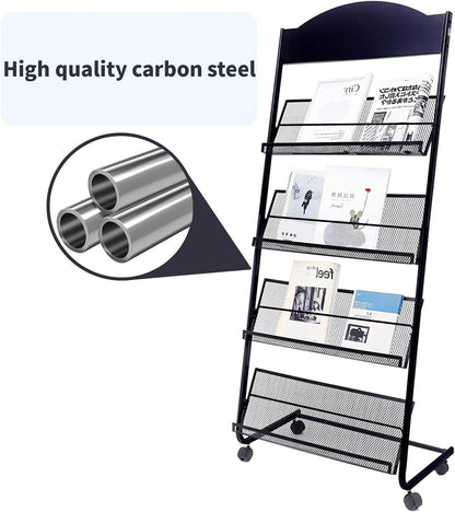 YinghaoFloor Standing Magazine Rack, 4 Layer Iron Magazine Rack Floor, Suitable for the Display of