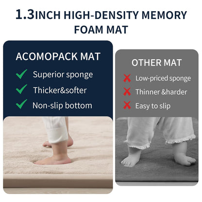 ACOMOPACK Baby Play Mat for Floor 1.3" Thick Memory Foam Play Mat 39"×59" Tummy Time Crawling with