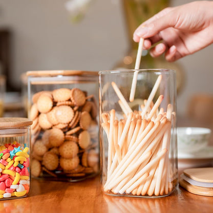 Glass Food Storage Jars 37 oz Set of 6,Glass Storage Containers Clear Glass Food Canister with