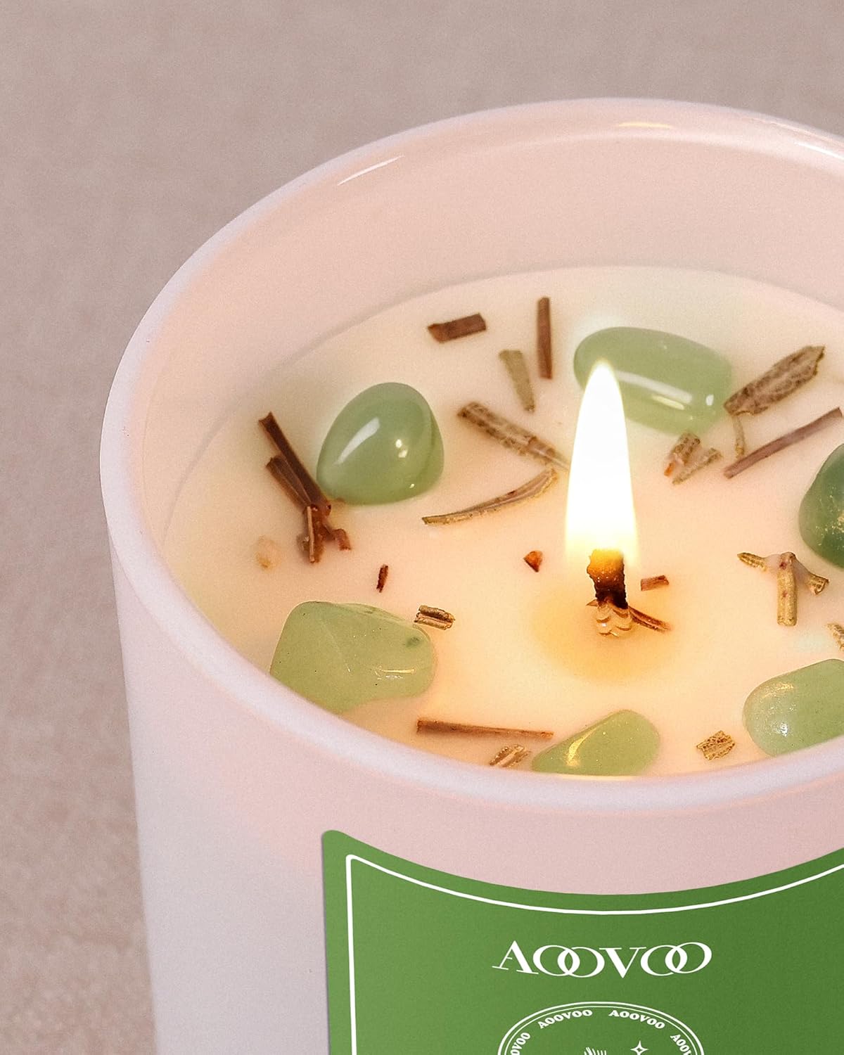 AOOVOO Fir Scented Candles for Women - Aromatherapy Candle with Crystals Inside, 10oz Soy Candles