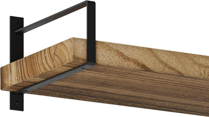 Wallniture Toledo 48 inch Floating Shelf with Heavy Duty Bookend Brackets, Wooden Shelves for Wall