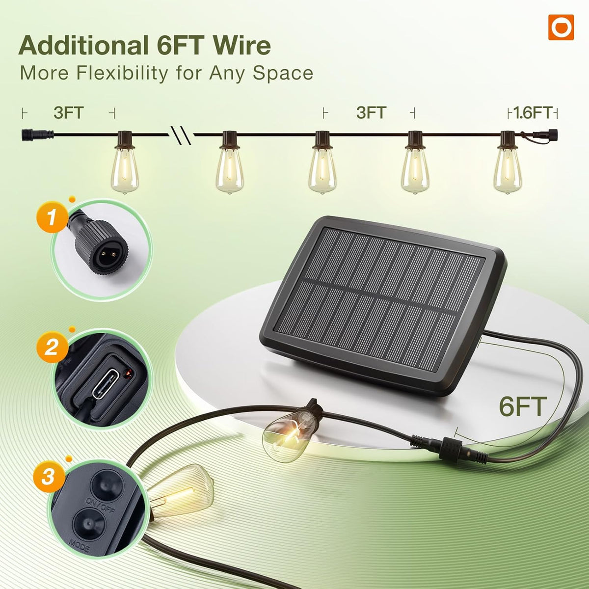 addlon 33(27+6) FT Solar String Lights Waterproof,Patio Light Solar Powered with Remote& USB Port