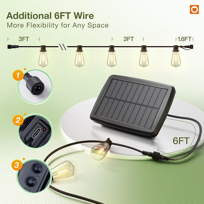 addlon 33(27+6) FT Solar String Lights Waterproof,Patio Light Solar Powered with Remote& USB Port