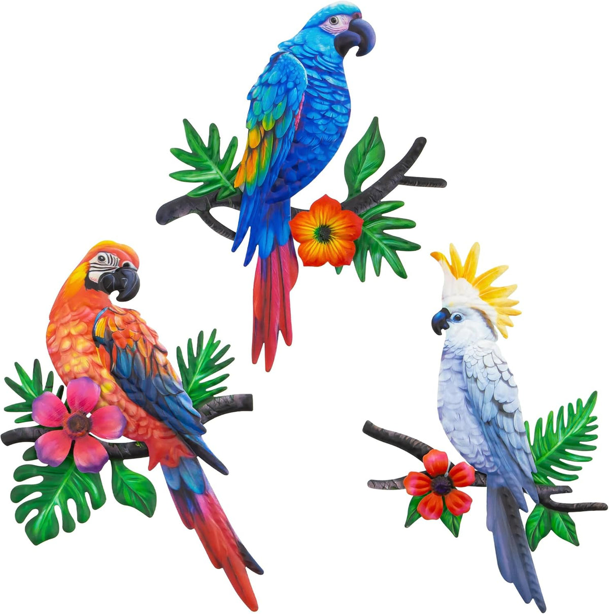 Metal Parrots Wall Art Decor Outdoor Decorations for Yard, Outdoor Garden Decor, Patio Decorations