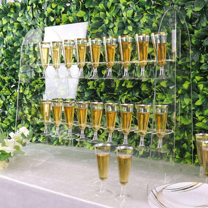 Tableclothsfactory 25" Clear Acrylic 2-Tier Wine Glass Stemware Rack, Champagne Flute Holder with