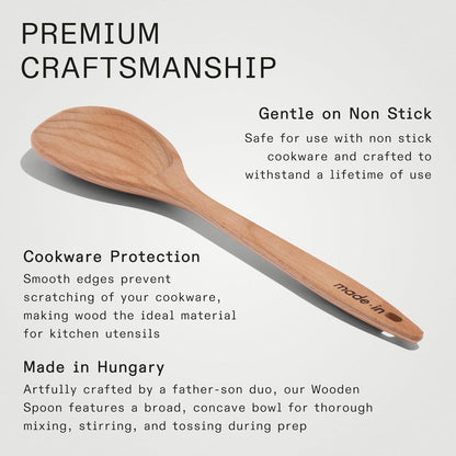 Made In Cookware - Wooden Spoon - Handcrafted for Thorough Mixing and Gentle Cookware Care