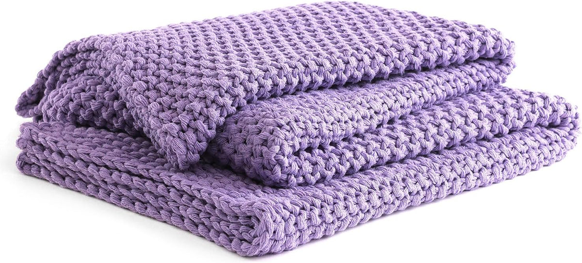 YnM Chunky Cotton Knit Throw Blanket, Cable Knit Throws for Bed Couch Sofa, Comfy & Relaxing