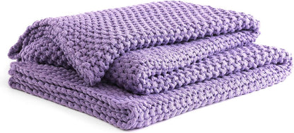 YnM Chunky Cotton Knit Throw Blanket, Cable Knit Throws for Bed Couch Sofa, Comfy & Relaxing