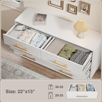 Aiho 6 Drawer Dresser for Bedroom, Chest of Drawers with Metal Handles, Wood Storage Modern Dresser