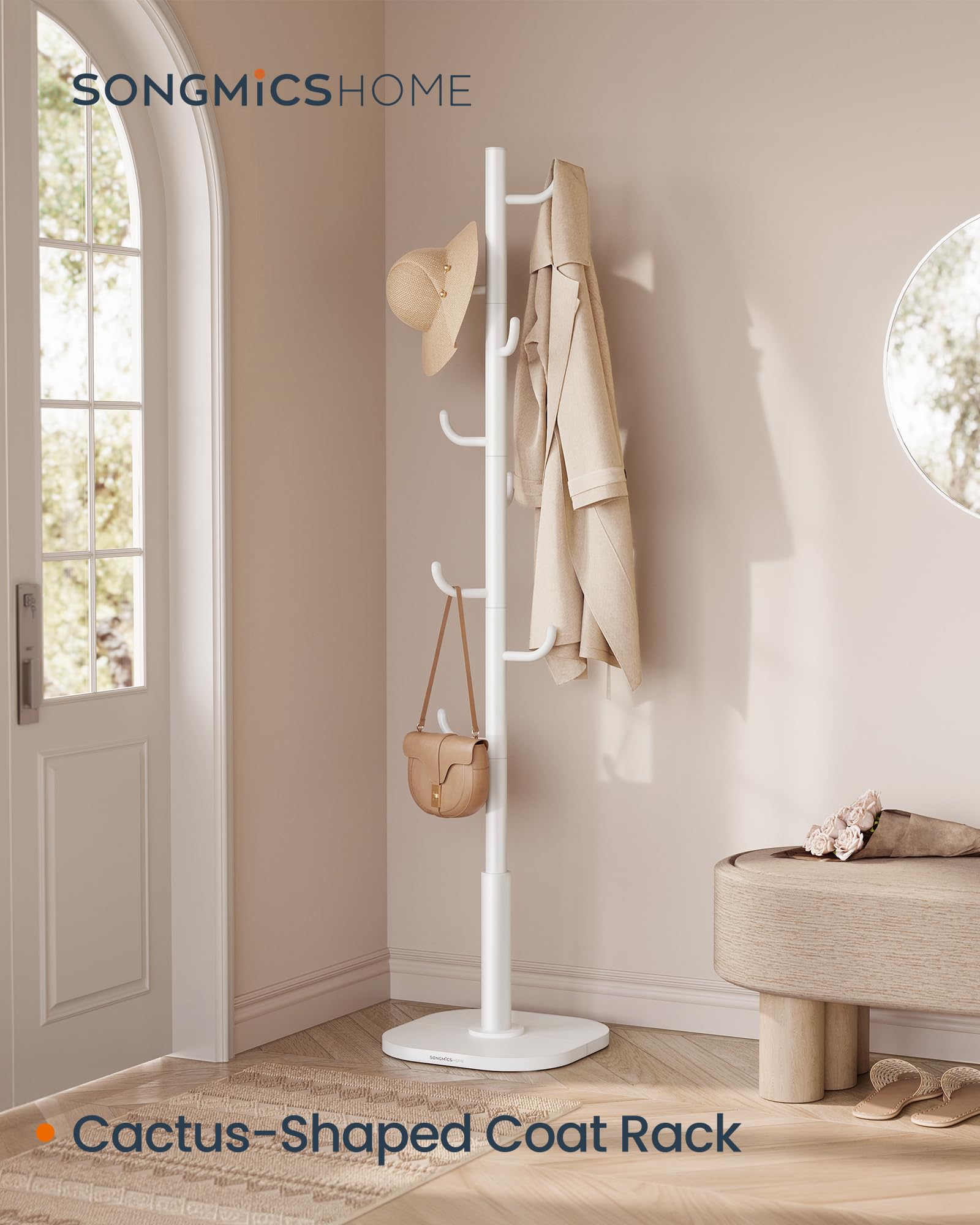 SONGMICS Coat Rack, Cactus-Shaped, 8 Sturdy Hooks, 69 Inches Tall