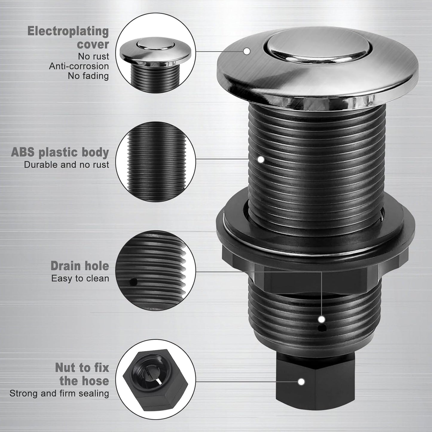 Garbage Disposal Air Switch Kit, Garbage Disposal Button, Sink Top Waste Disposer On/Off Switch, UL