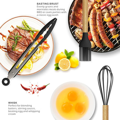 Silicone Cooking Utensils Set - 446°F Heat Resistant Silicone Kitchen Utensils for Cooking,Kitchen