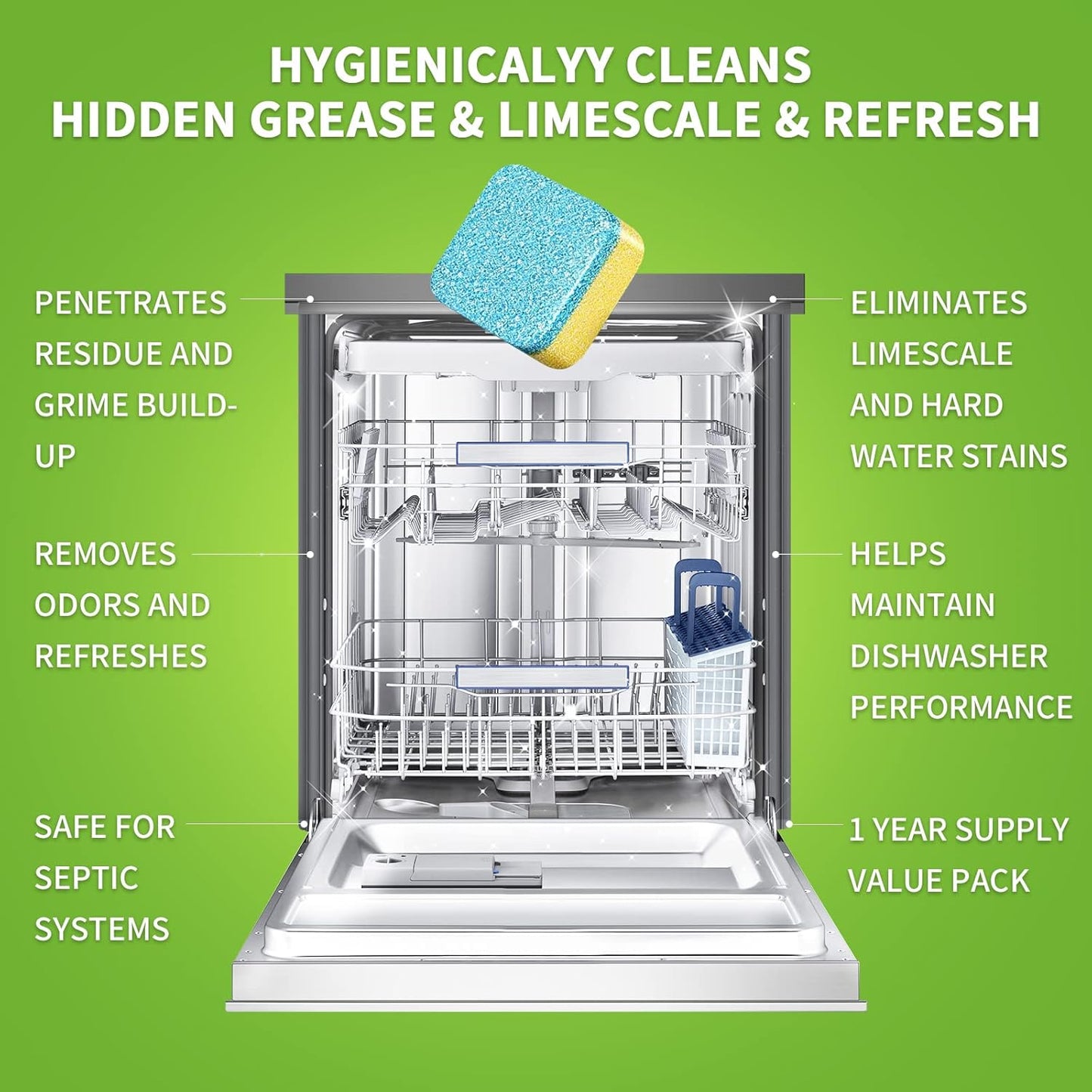 NATRUTH Dishwasher Cleaner And Deodorizer Tablets -30 Pack for Deep Cleaning, Deodorizing &