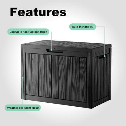 45 Gallon Resin Deck Box, Lockable Outdoor Storage Box for Patio Cushions Storage Furniture,Garden