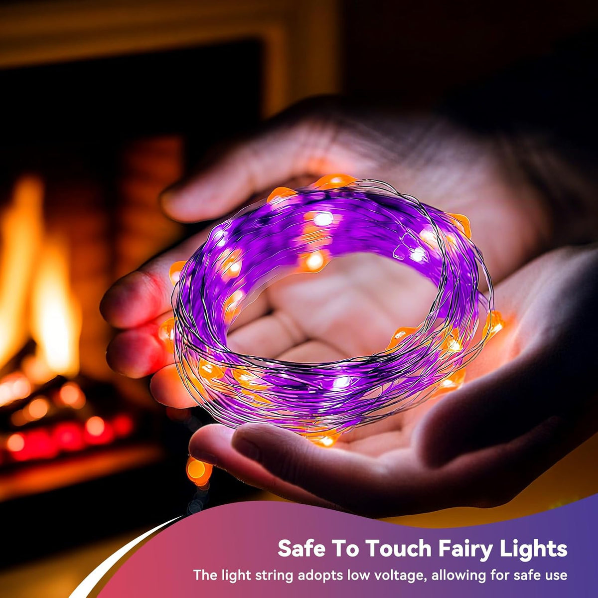 4 Pack 60LED Halloween Fairy Lights Battery Operated - 20FT Twinkle Lights with 2 Lighting Modes