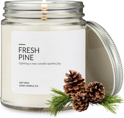 1OAK Soy Wax Candles (Fresh Pine) - Pine Candle - Soy Candles for Home Scented - Long Burning